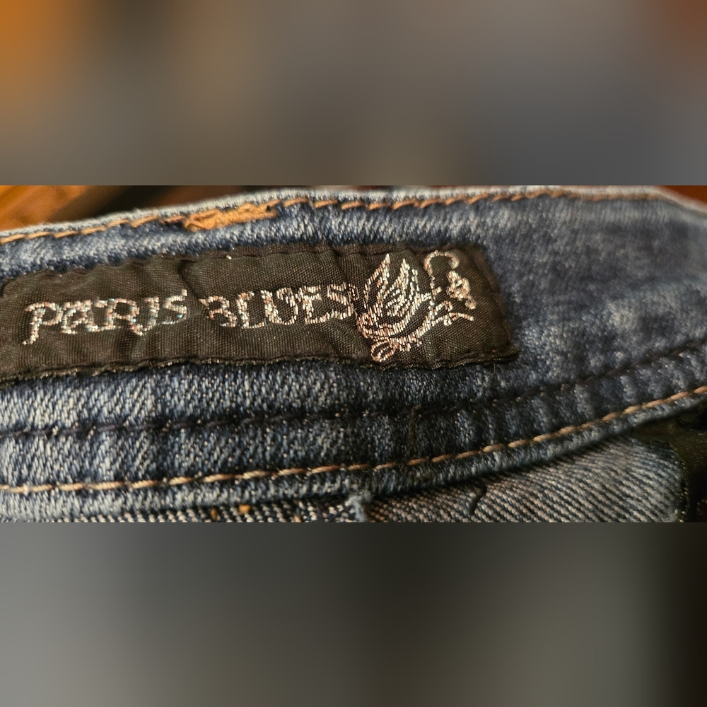 Paris Blues Blue Straight Leg Jeans Natural Distressing Sz9 - Picture 10 of 11